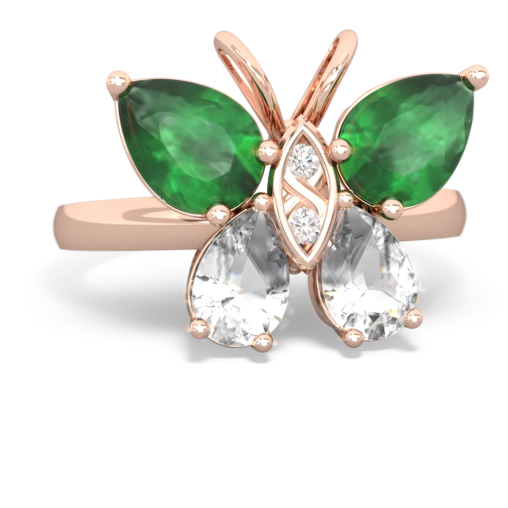 Emerald Butterfly 14K Rose Gold ring R2215