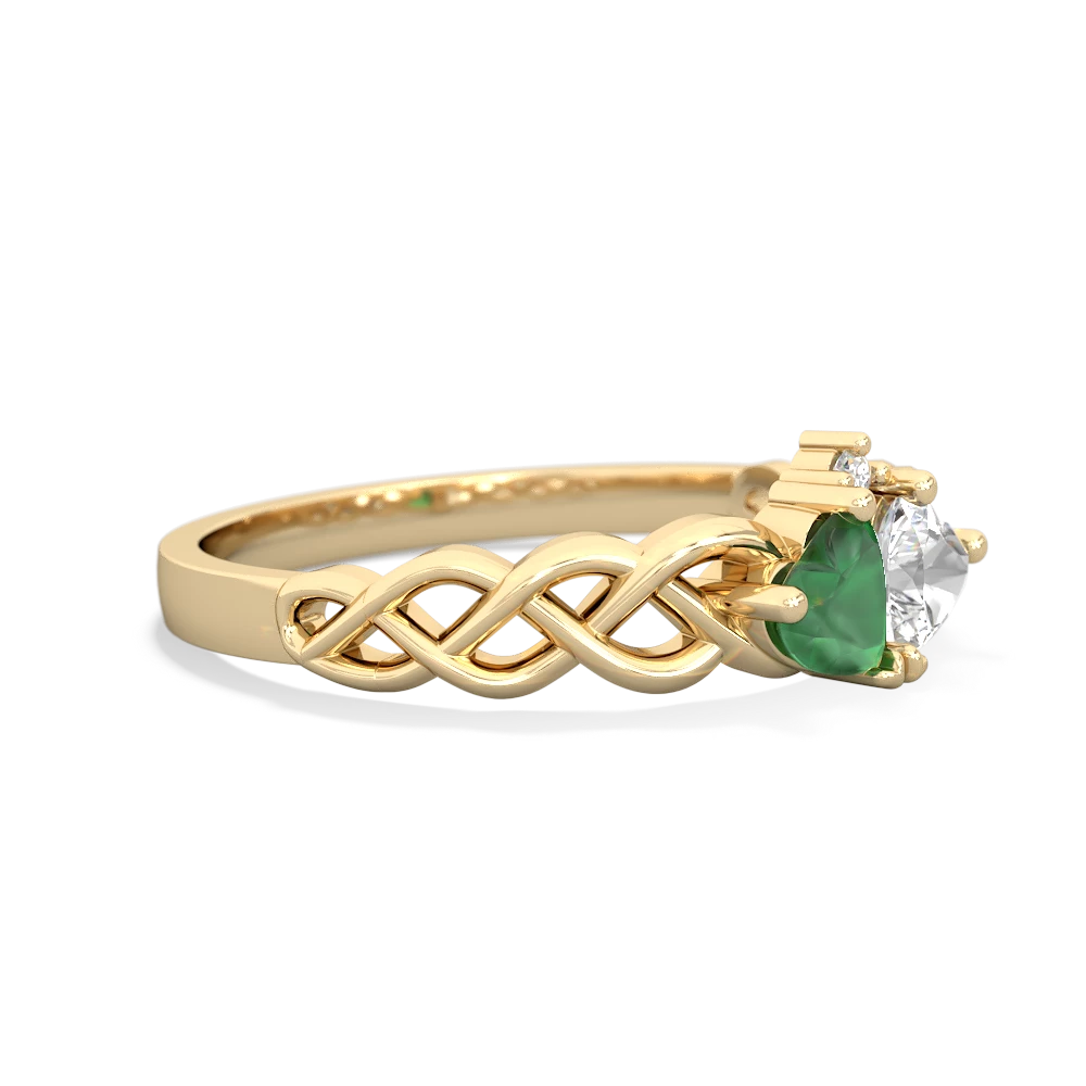 Emerald Heart To Heart Braid 14K Yellow Gold ring R5870