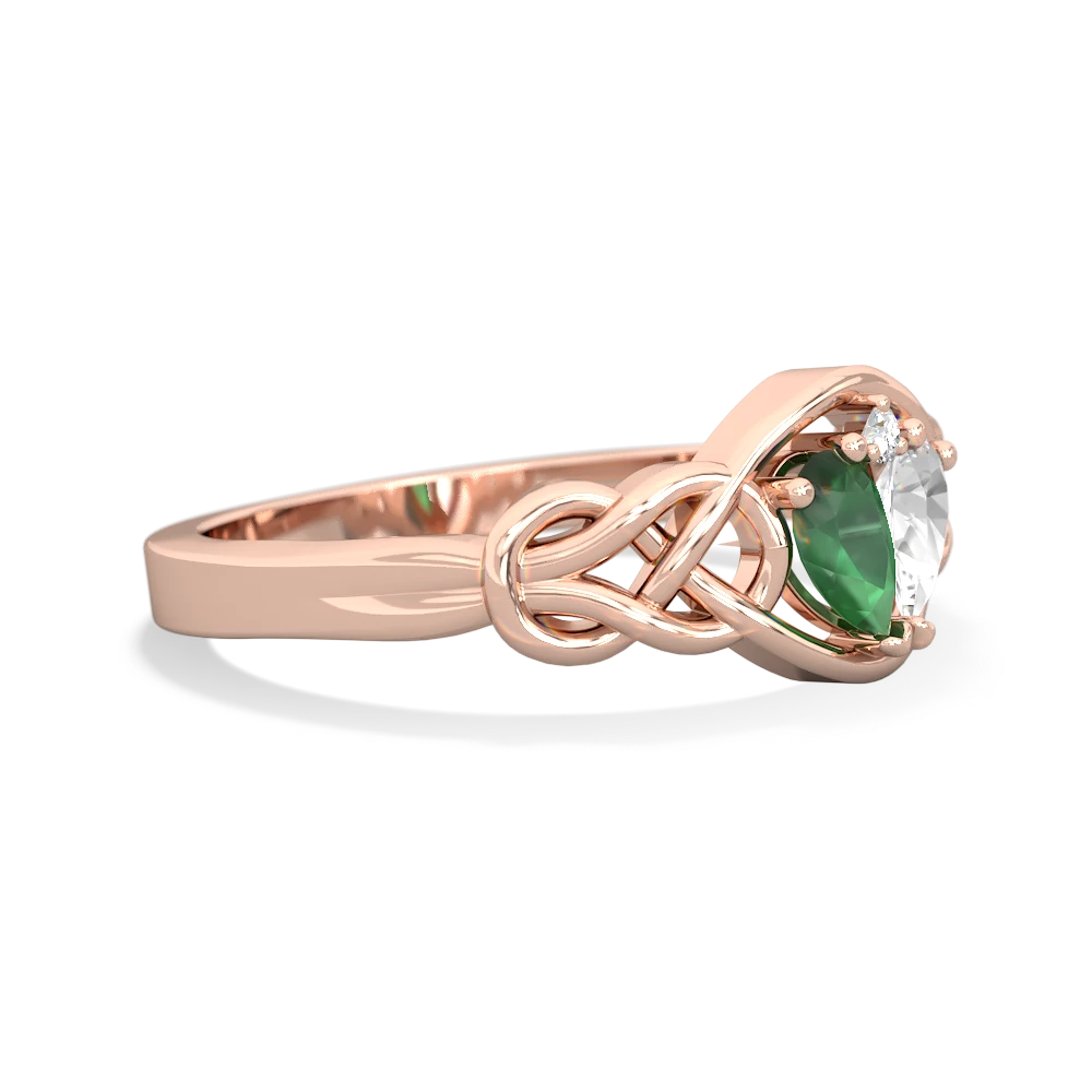 Emerald Celtic Love Knot 14K Rose Gold ring R5420