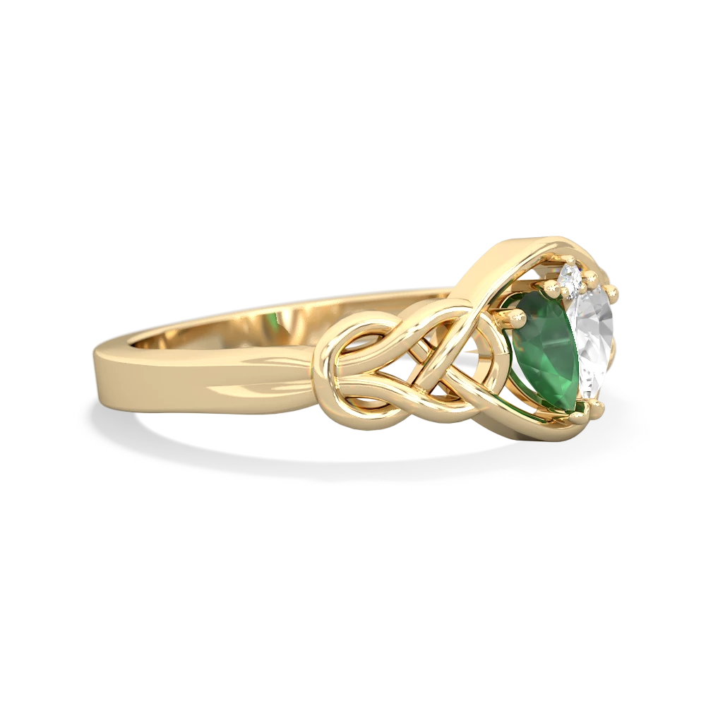 Emerald Celtic Love Knot 14K Yellow Gold ring R5420