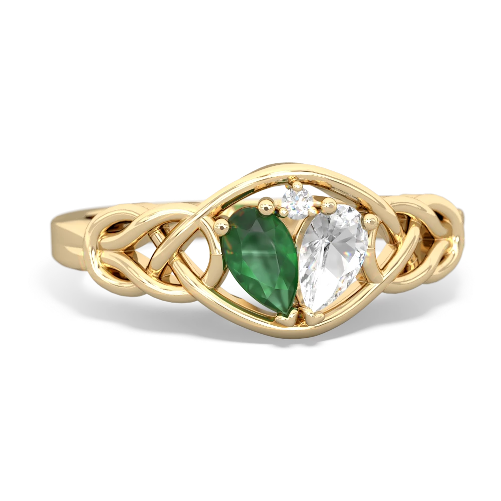 Emerald Celtic Love Knot 14K Yellow Gold ring R5420