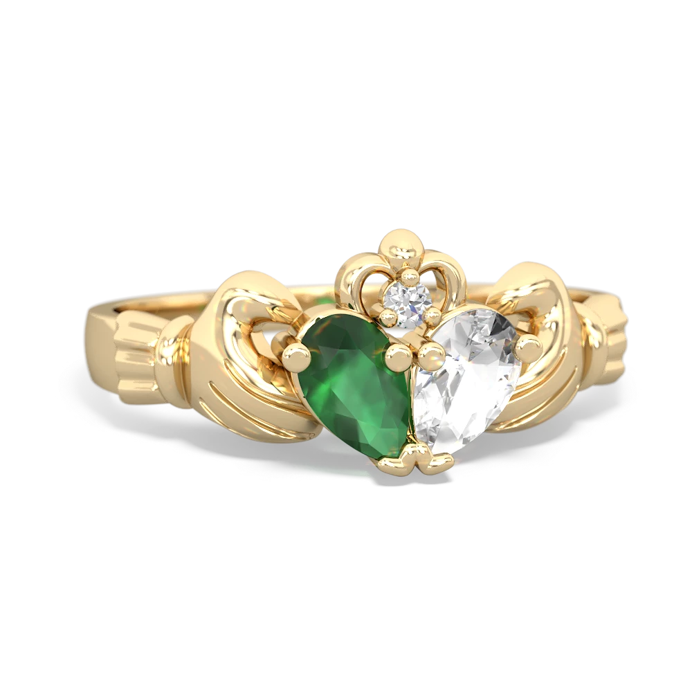 Emerald 'Our Heart' Claddagh 14K Yellow Gold ring R2388