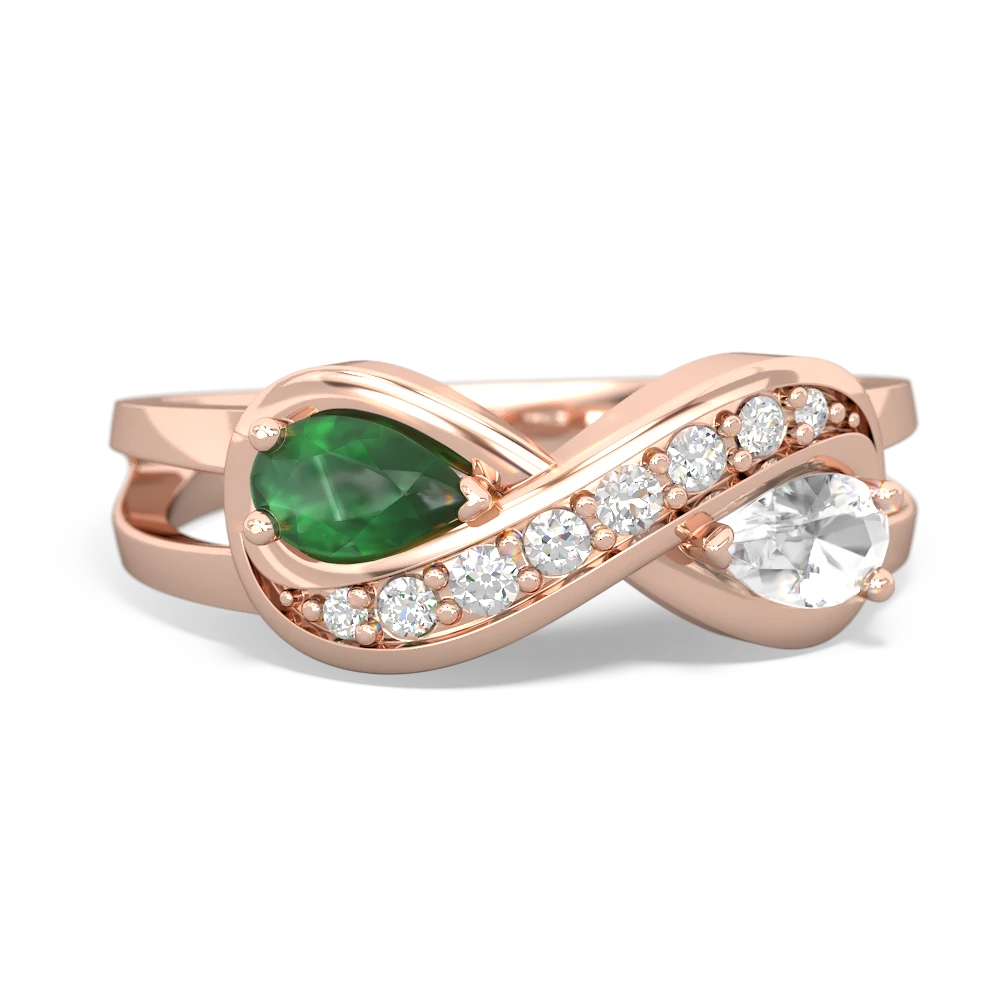 Emerald Diamond Infinity 14K Rose Gold ring R5390