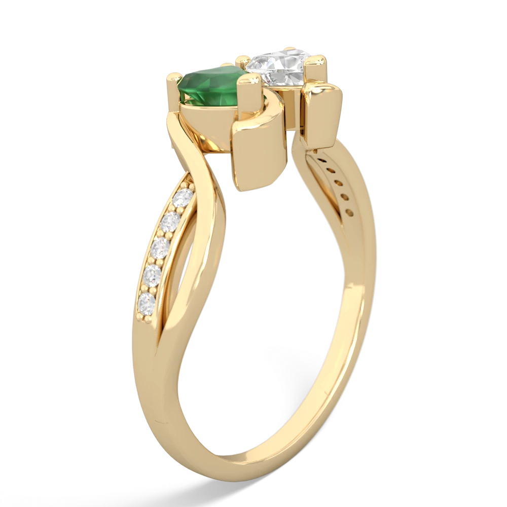 Emerald Side By Side 14K Yellow Gold ring R3090