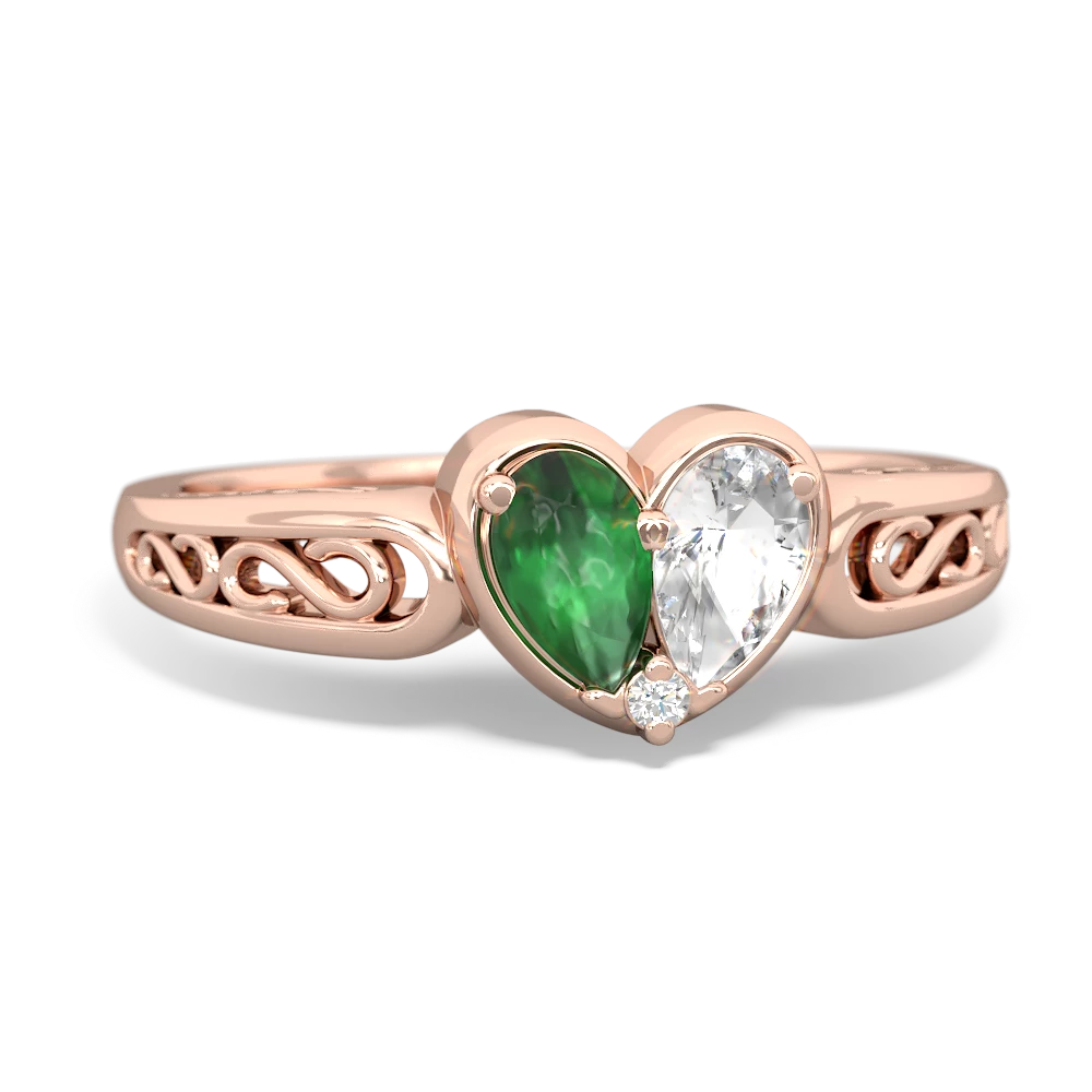 Emerald Filligree 'One Heart' 14K Rose Gold ring R5070