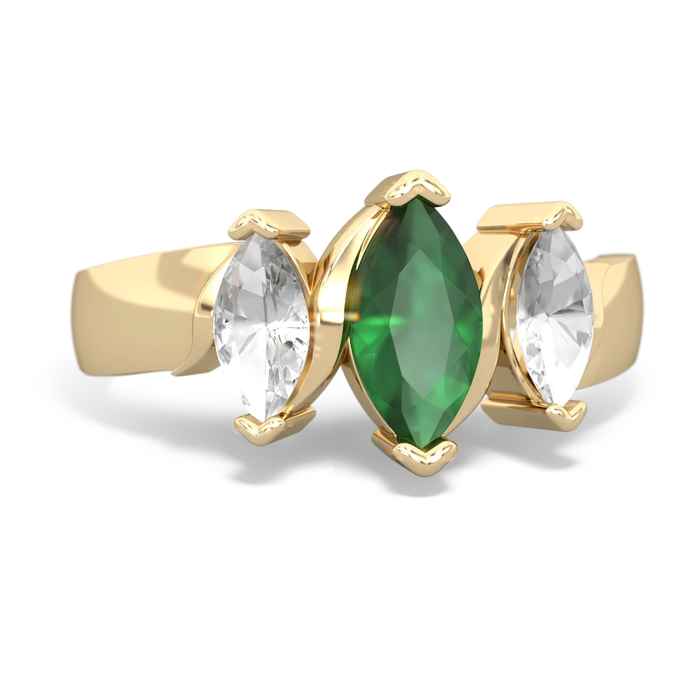 Emerald Three Peeks 14K Yellow Gold ring R2433