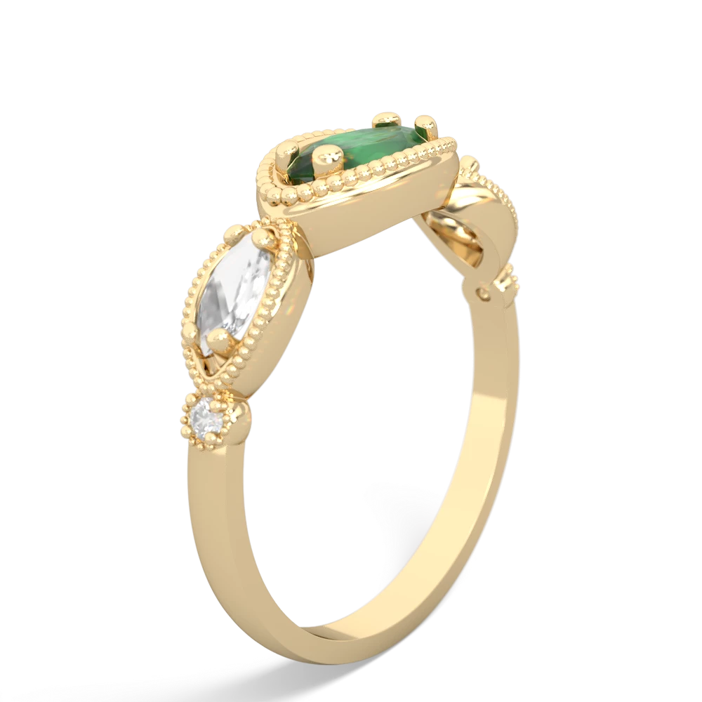 Emerald Milgrain Marquise 14K Yellow Gold ring R5700