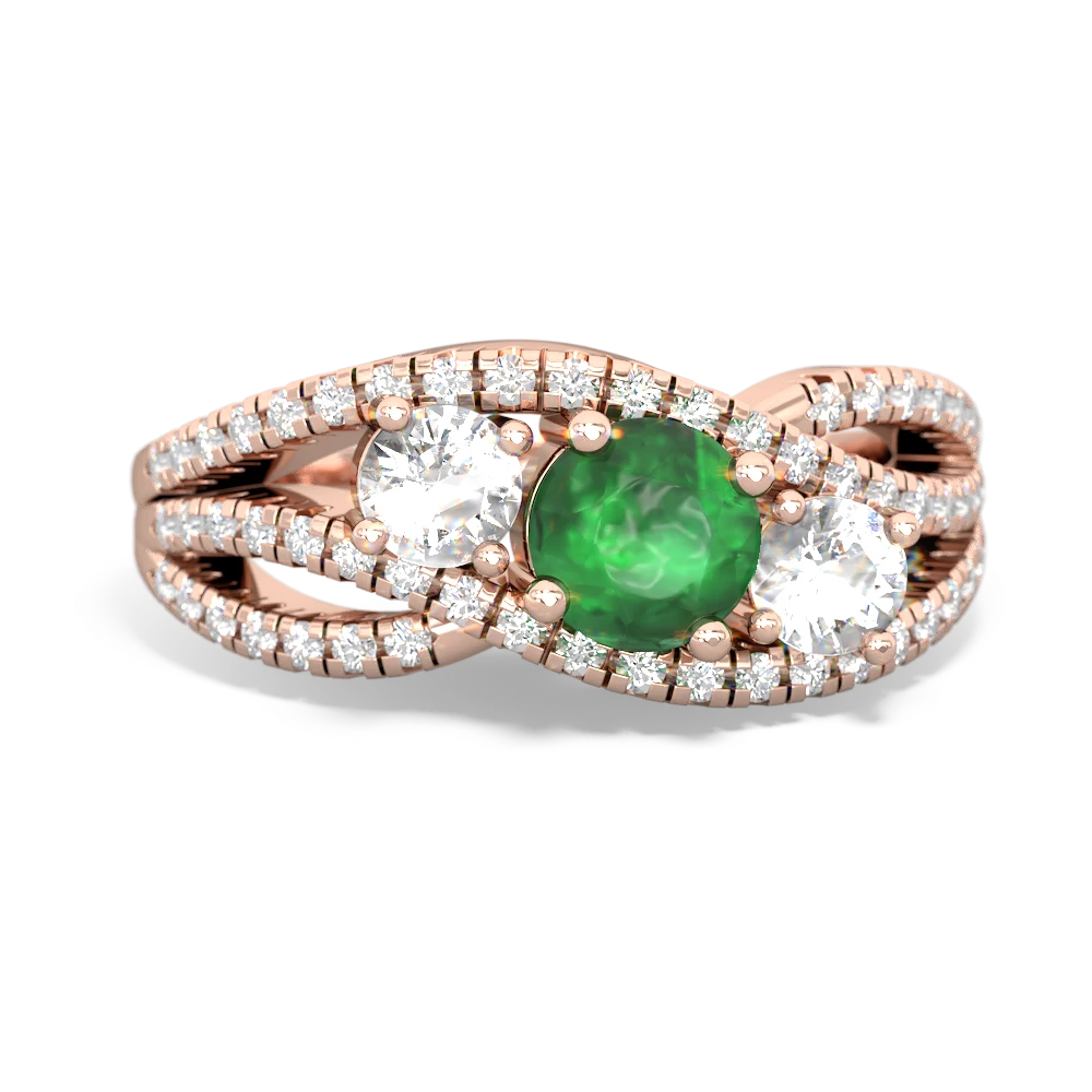 Emerald Three Stone Aurora 14K Rose Gold ring R3080