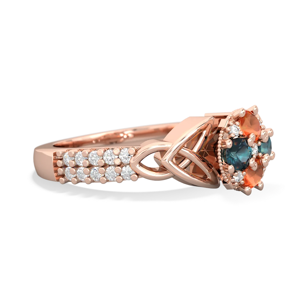 Fire Opal Celtic Knot Cluster Engagement 14K Rose Gold ring R26443RD