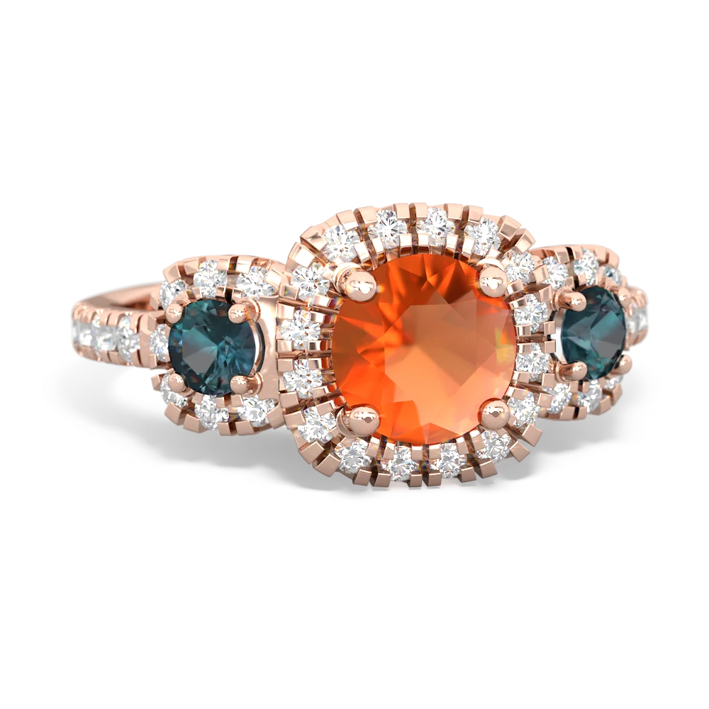 Fire Opal Regal Halo 14K Rose Gold ring R5350