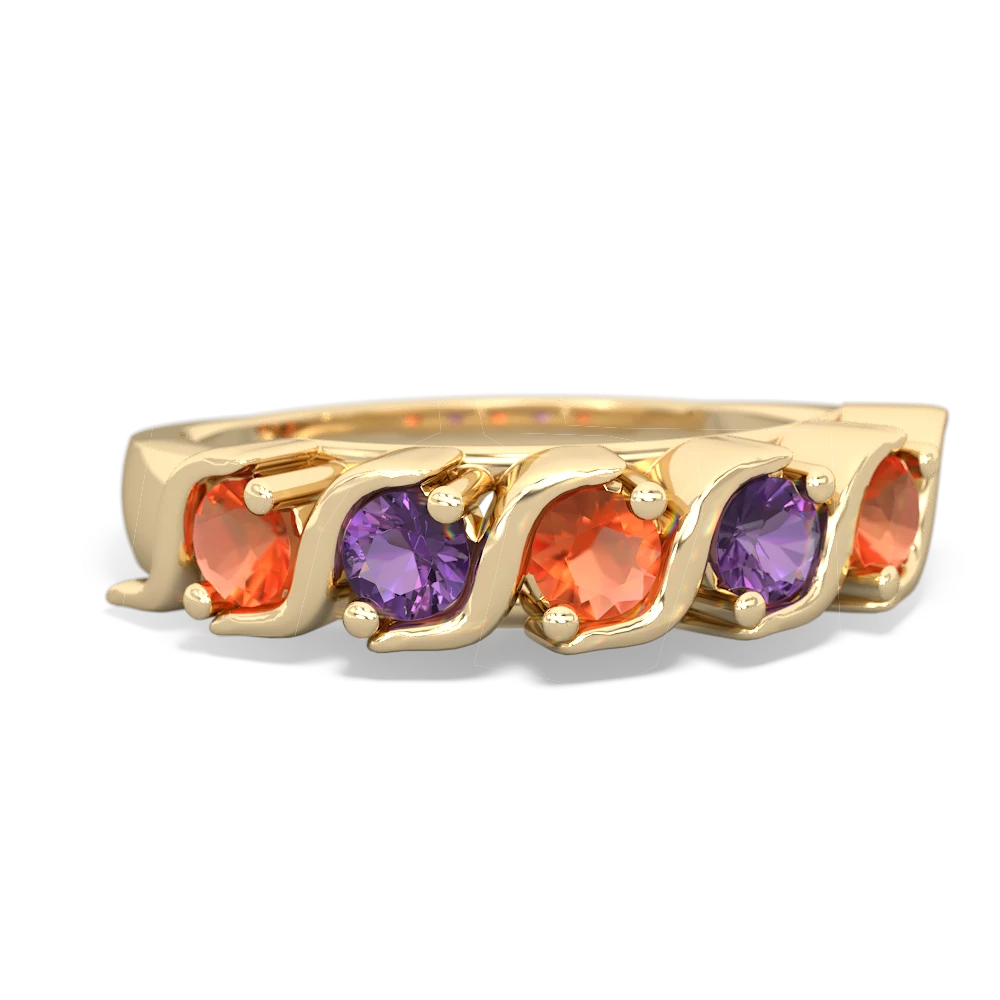 Fire Opal Anniversary Band 14K Yellow Gold ring R2089