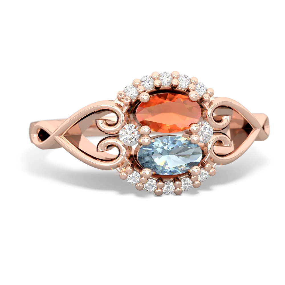 Fire Opal Love Nest 14K Rose Gold ring R5860