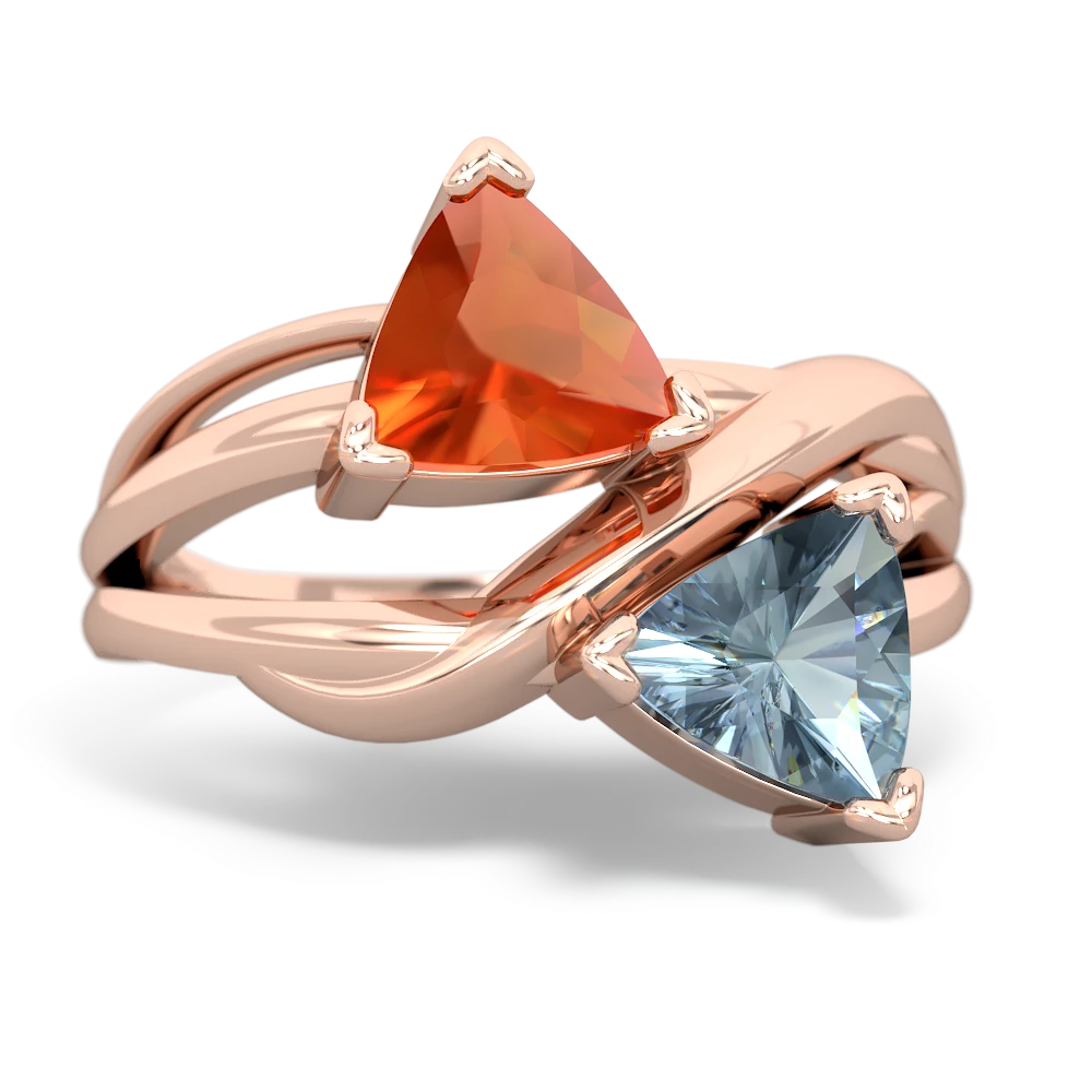 Fire Opal Split Band Swirl 14K Rose Gold ring R2341