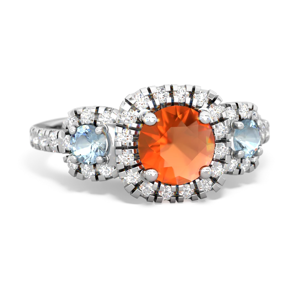 Fire Opal Regal Halo 14K White Gold ring R5350