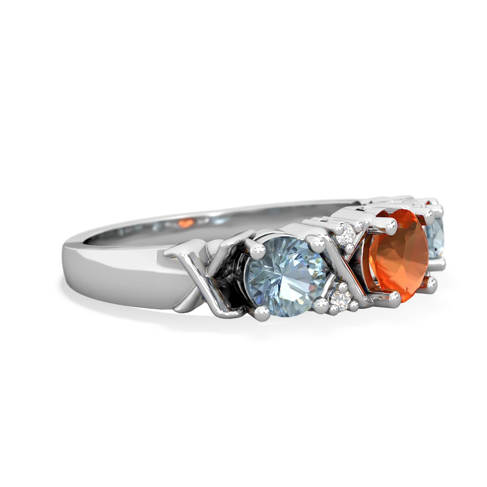 Fire Opal Hugs And Kisses 14K White Gold ring R5016