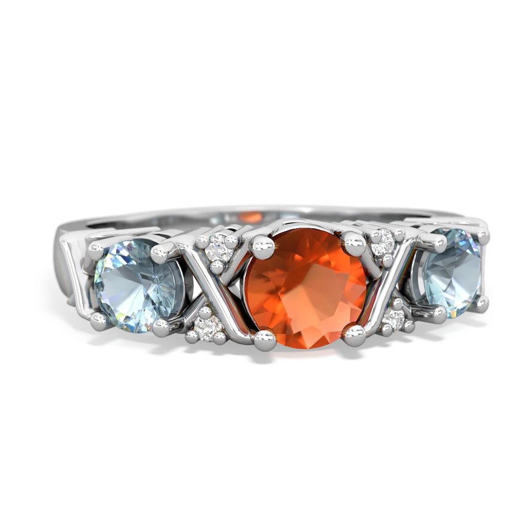 Fire Opal Hugs And Kisses 14K White Gold ring R5016