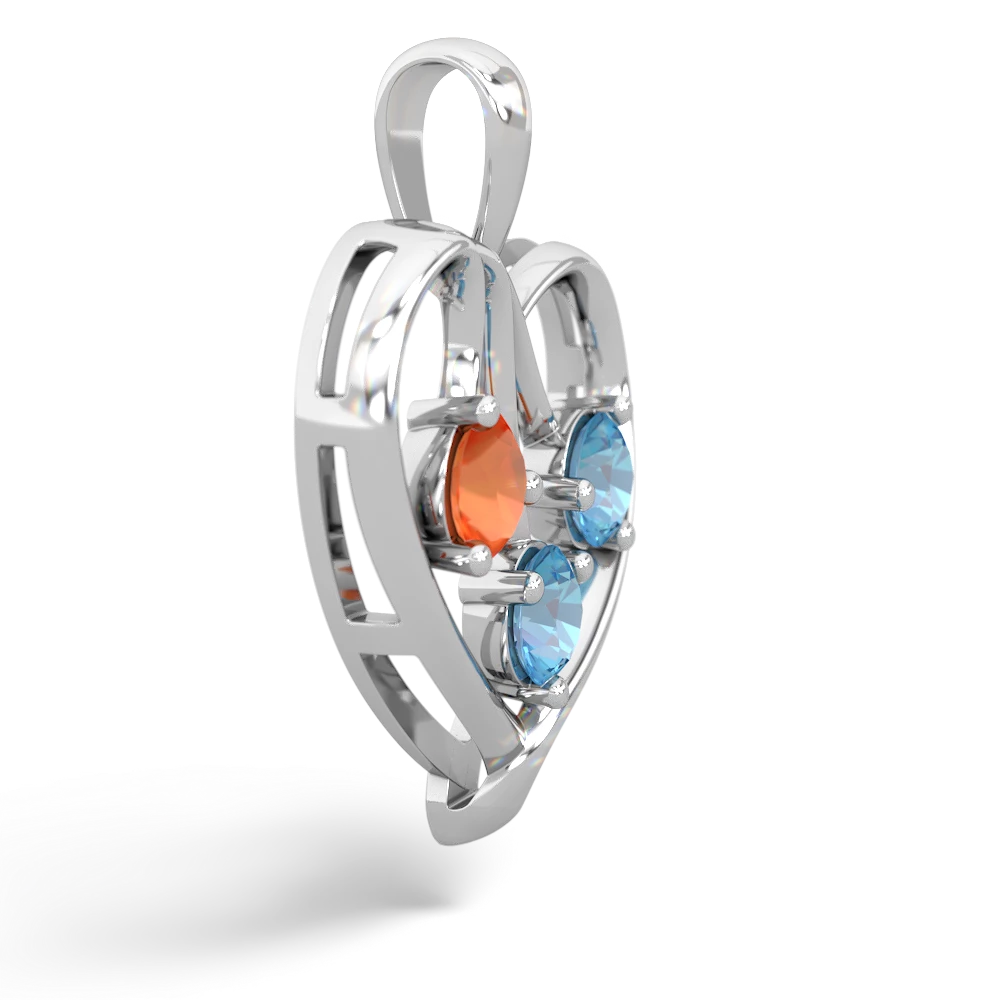 Fire Opal Glowing Heart 14K White Gold pendant P2233