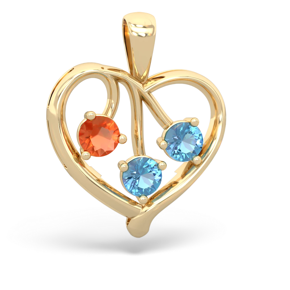 Fire Opal Glowing Heart 14K Yellow Gold pendant P2233