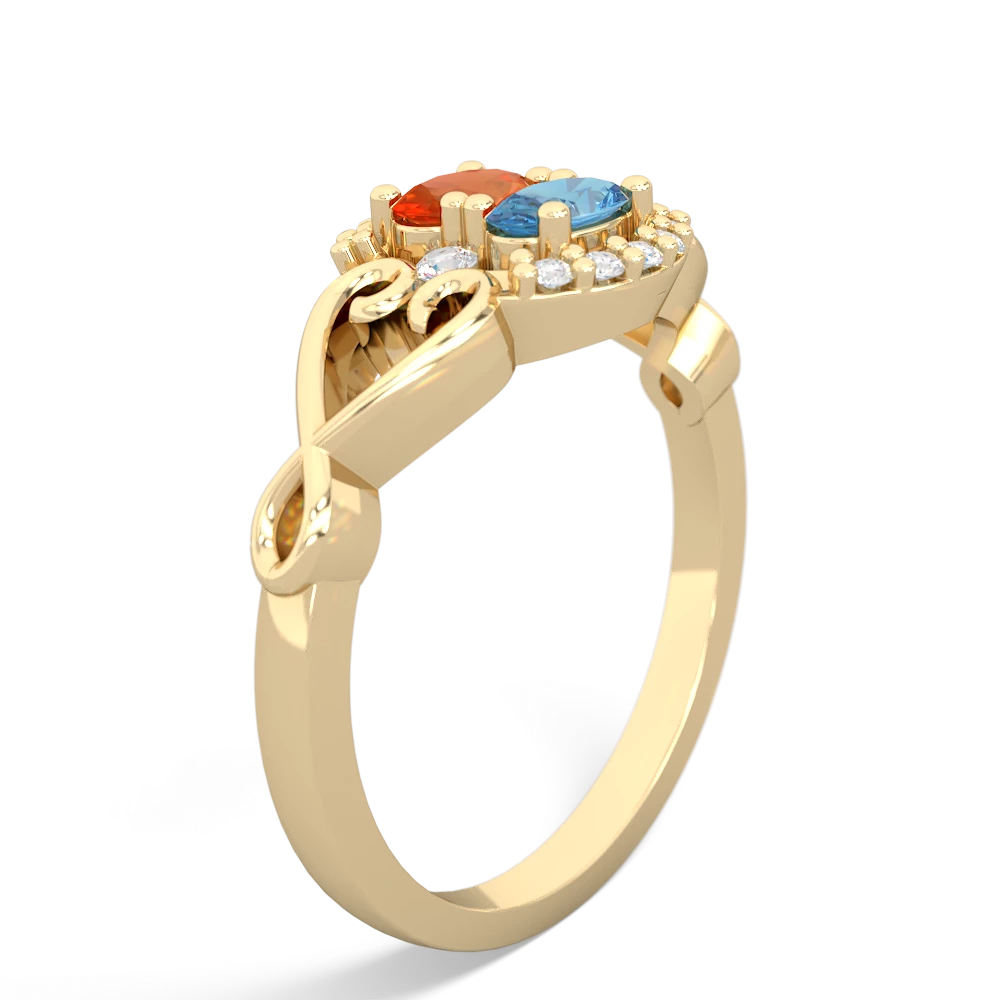 Fire Opal Love Nest 14K Yellow Gold ring R5860