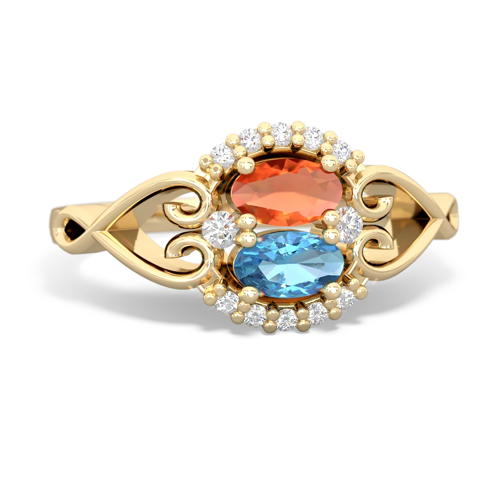 Fire Opal Love Nest 14K Yellow Gold ring R5860