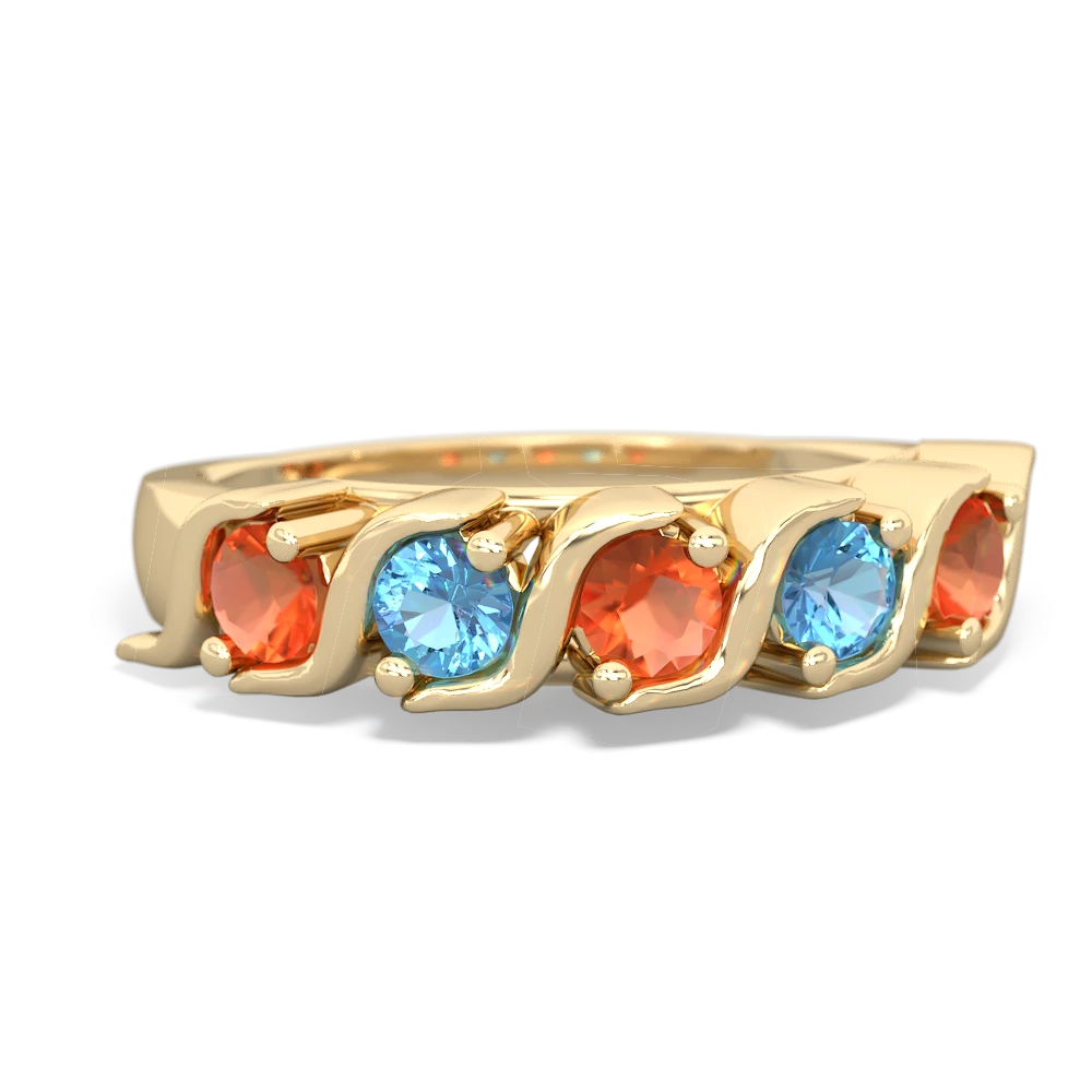 Fire Opal Anniversary Band 14K Yellow Gold ring R2089