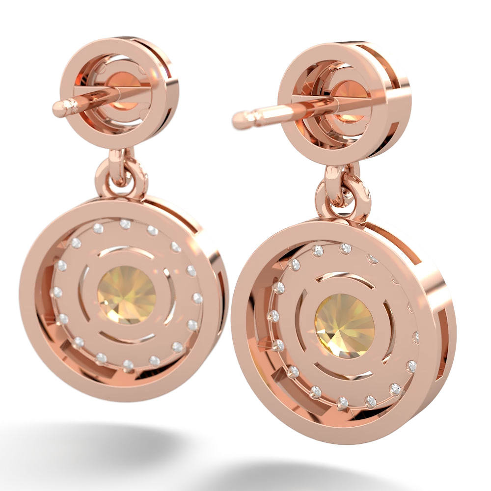 Fire Opal Halo Dangle 14K Rose Gold earrings E5319