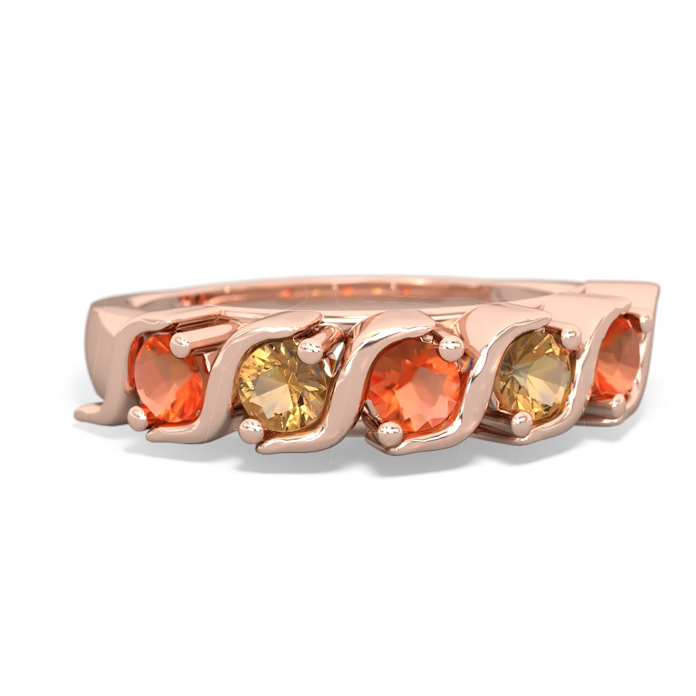 Fire Opal Anniversary Band 14K Rose Gold ring R2089