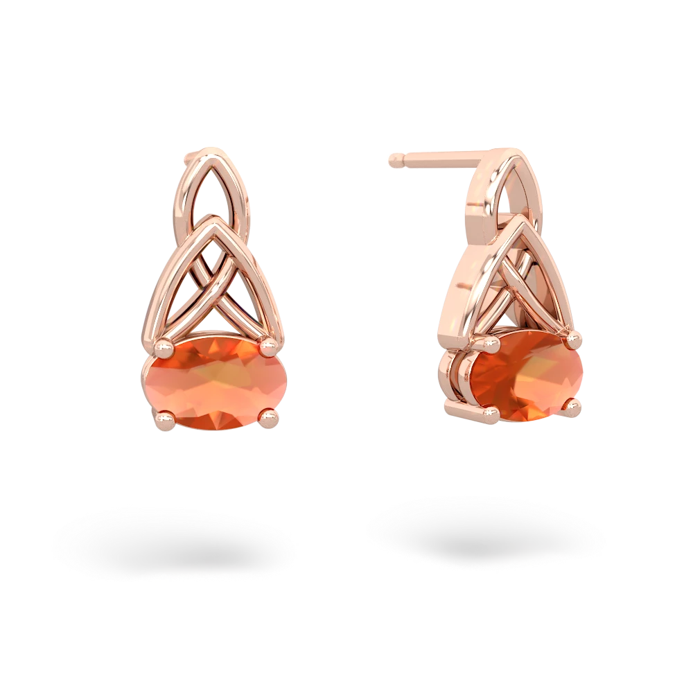 Fire Opal Celtic Trinity Knot 14K Rose Gold earrings E2389