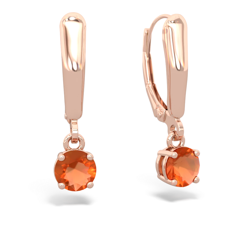 Fire Opal 5Mm Round Lever Back 14K Rose Gold earrings E2785