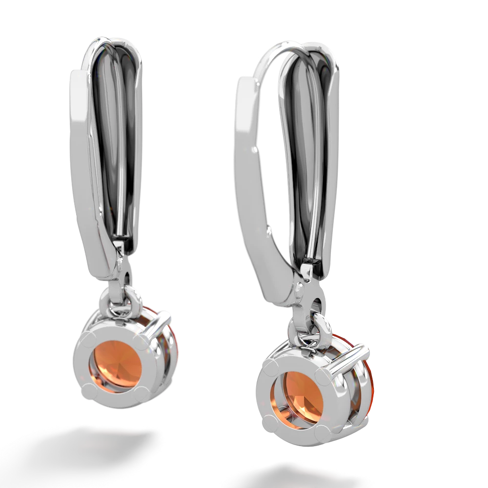 Fire Opal 6Mm  Round Lever Back 14K White Gold earrings E2786