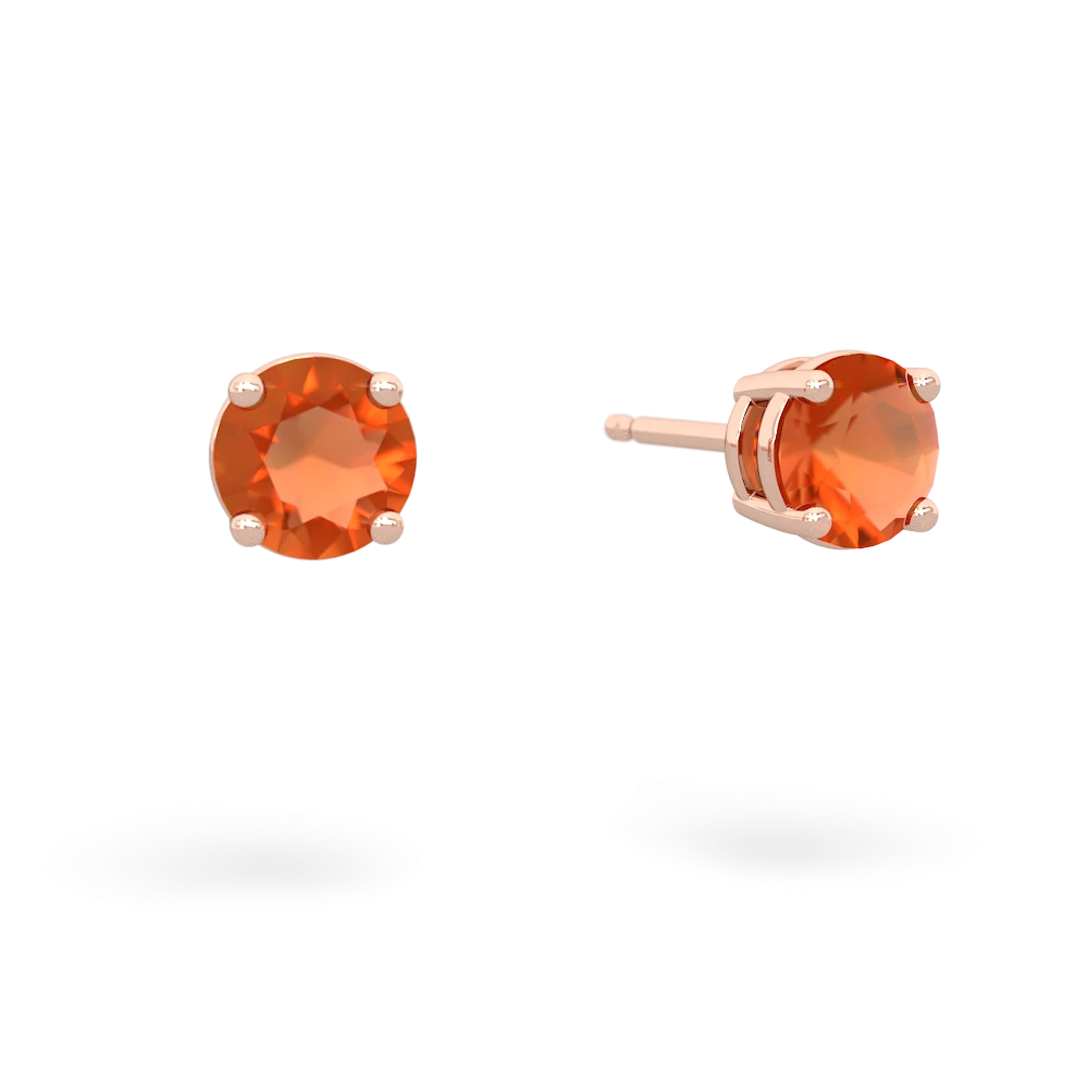 Fire Opal 5Mm Round Stud 14K Rose Gold earrings E1785