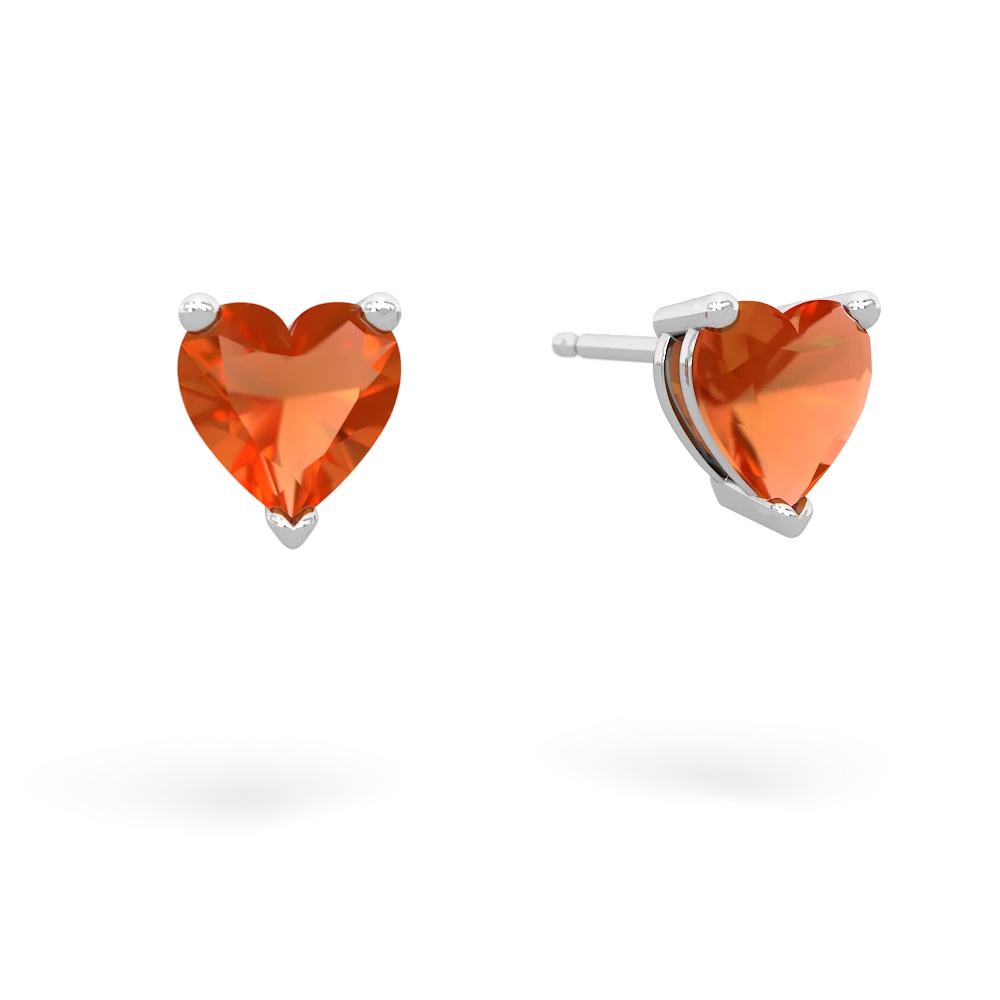 Fire Opal 6Mm Heart Stud 14K White Gold earrings E1862