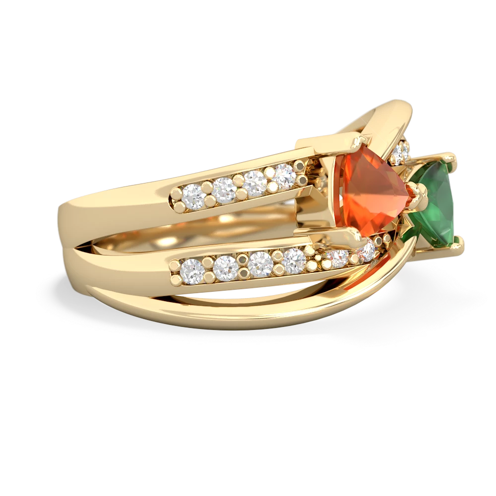 Fire Opal Bowtie 14K Yellow Gold ring R2360