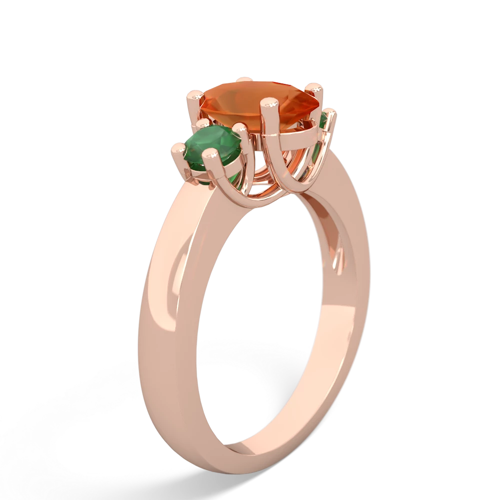 Fire Opal Three Stone Oval Trellis 14K Rose Gold ring R4024