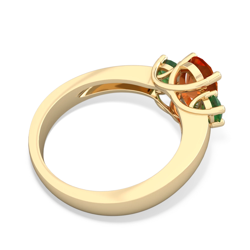 Fire Opal Three Stone Oval Trellis 14K Yellow Gold ring R4024