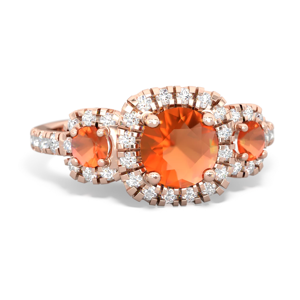 Fire Opal Regal Halo 14K Rose Gold ring R5350