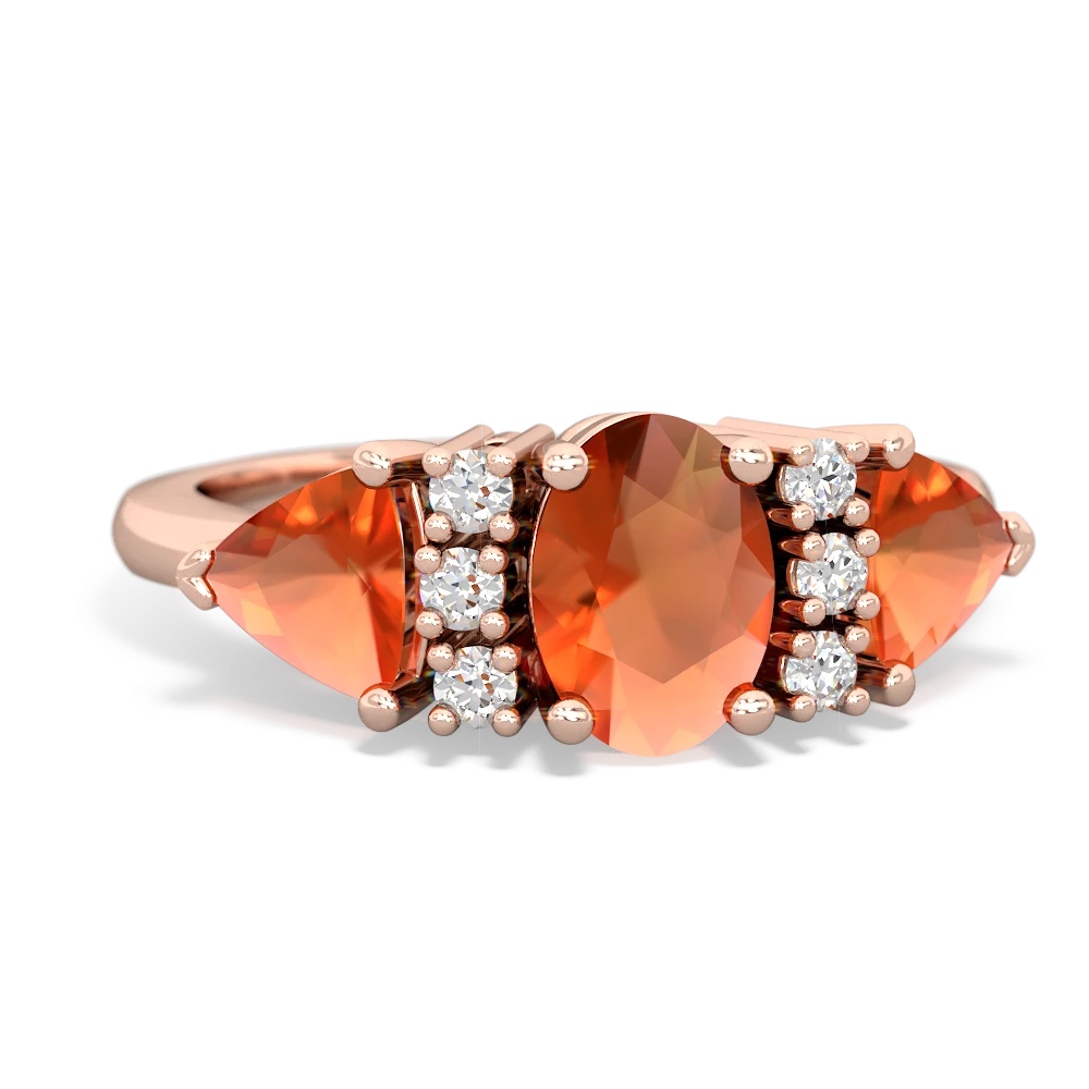 London Topaz Antique Style Three Stone 14K Rose Gold ring R2186