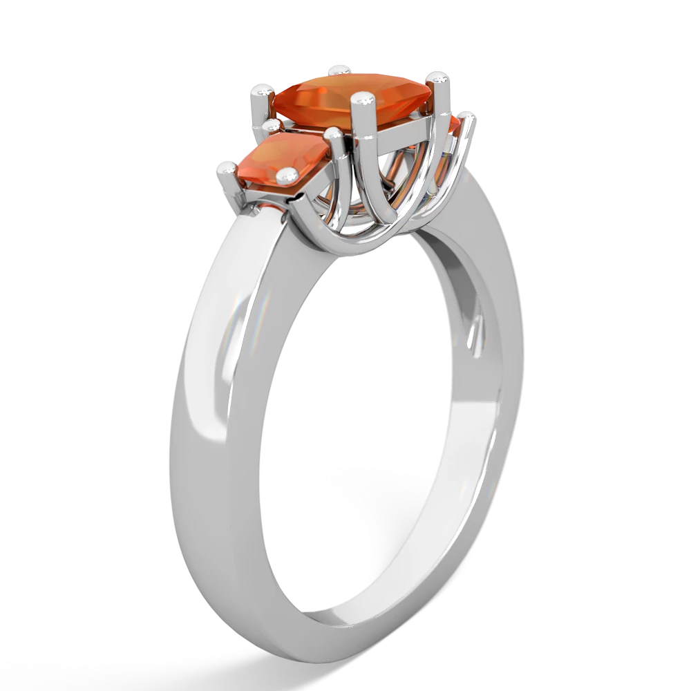 Citrine Three Stone Trellis 14K White Gold ring R4015