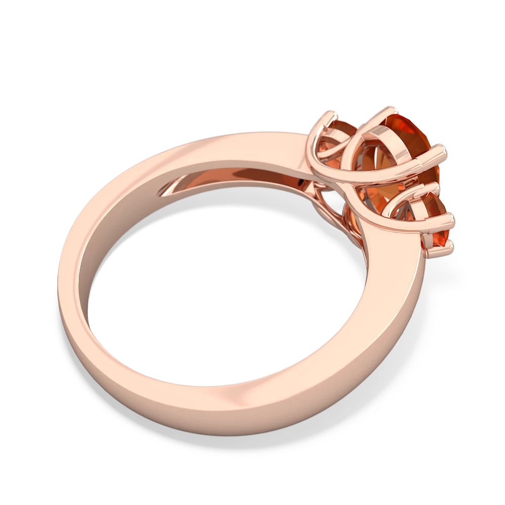 Fire Opal Three Stone Oval Trellis 14K Rose Gold ring R4024