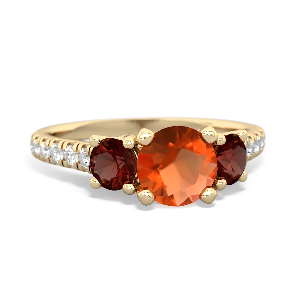 Fire Opal Pave Trellis 14K Yellow Gold ring R5500