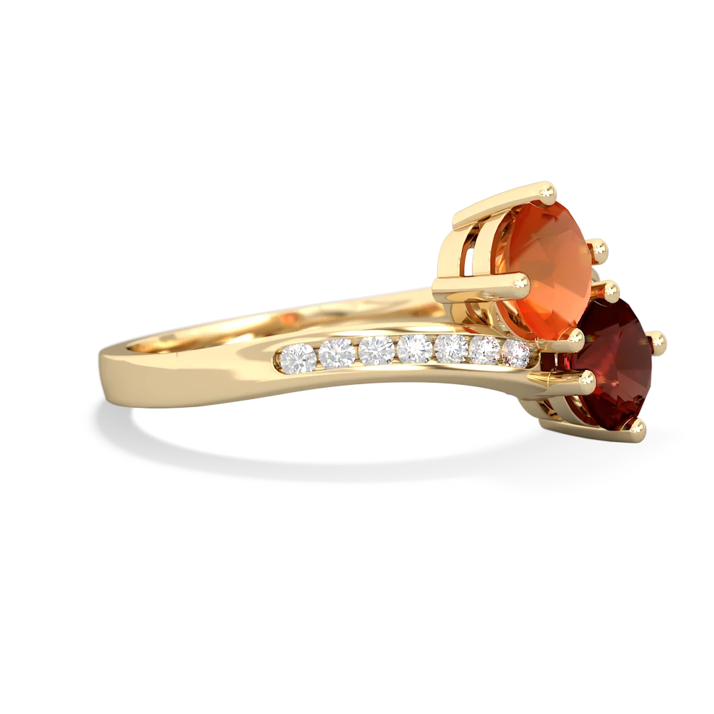 Fire Opal Channel Set Two Stone 14K Yellow Gold ring R5303