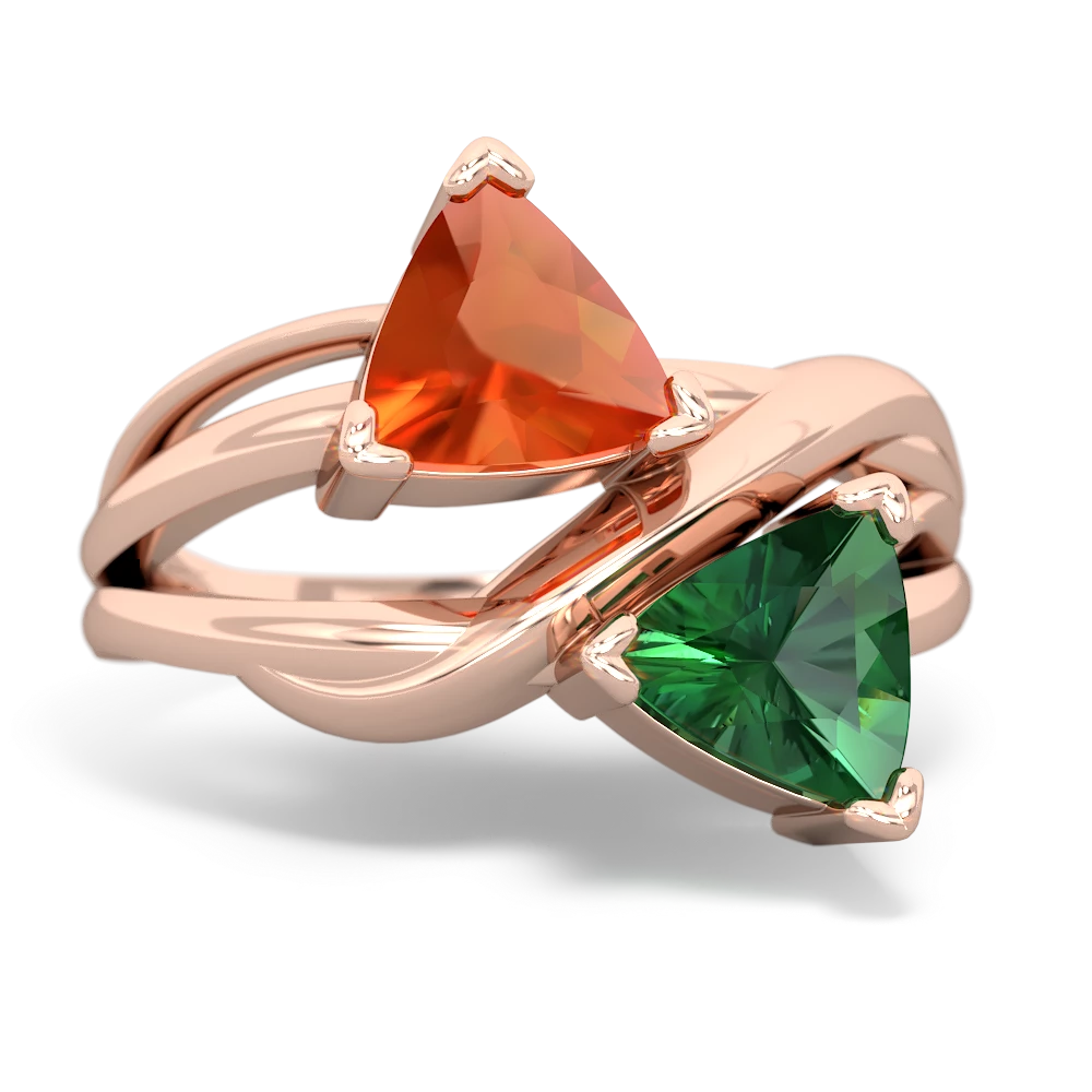 Fire Opal Split Band Swirl 14K Rose Gold ring R2341