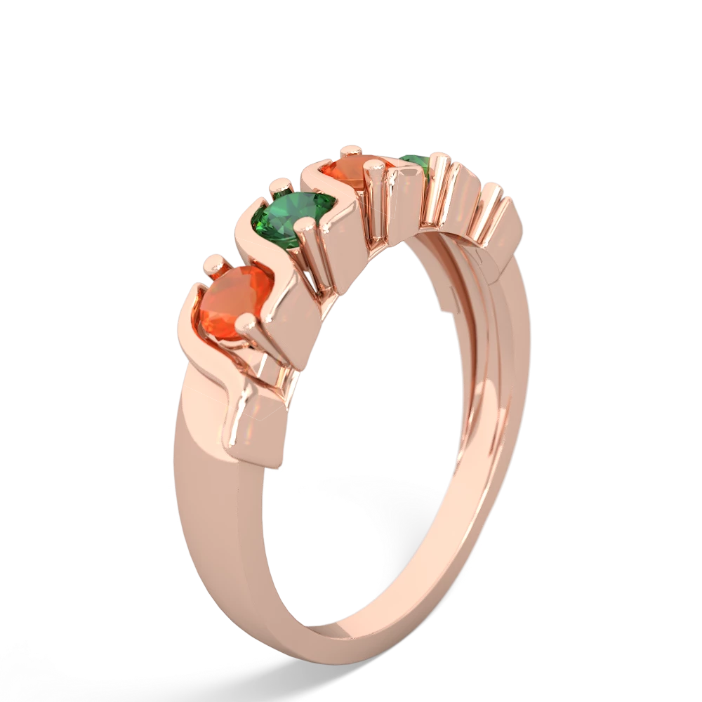 Fire Opal Anniversary Band 14K Rose Gold ring R2089