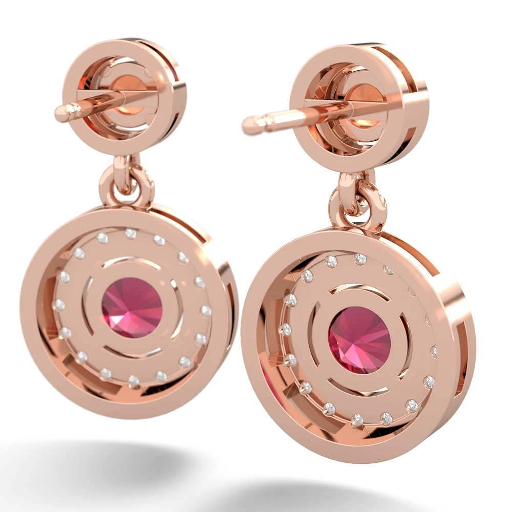 Fire Opal Halo Dangle 14K Rose Gold earrings E5319