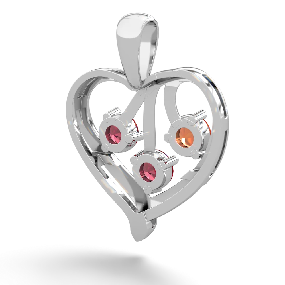 Fire Opal Glowing Heart 14K White Gold pendant P2233