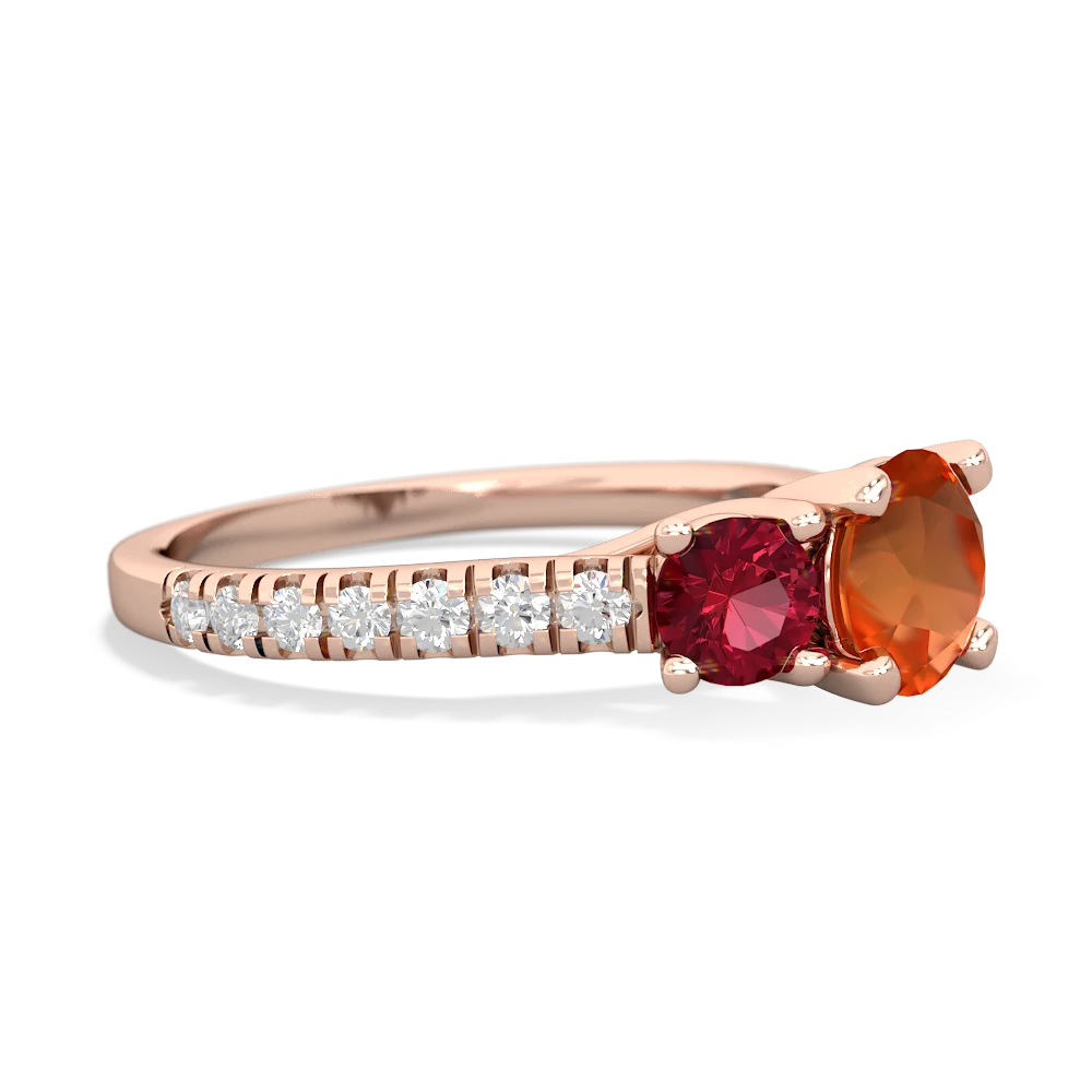 Fire Opal Pave Trellis 14K Rose Gold ring R5500