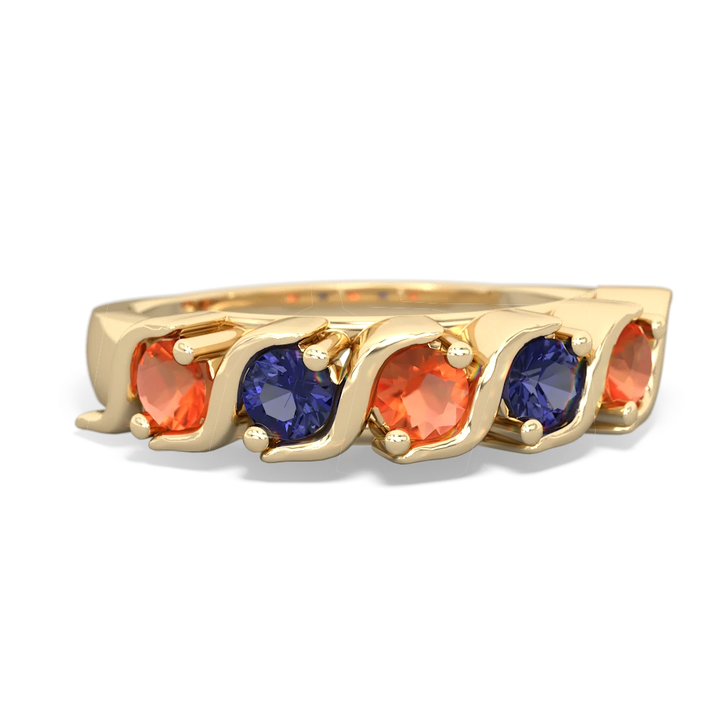 Fire Opal Anniversary Band 14K Yellow Gold ring R2089