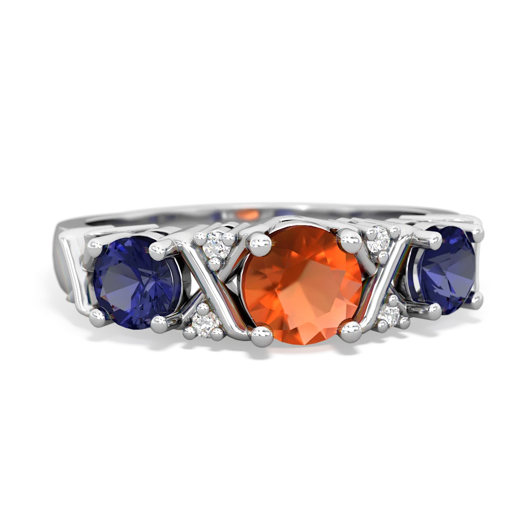 Fire Opal Hugs And Kisses 14K White Gold ring R5016