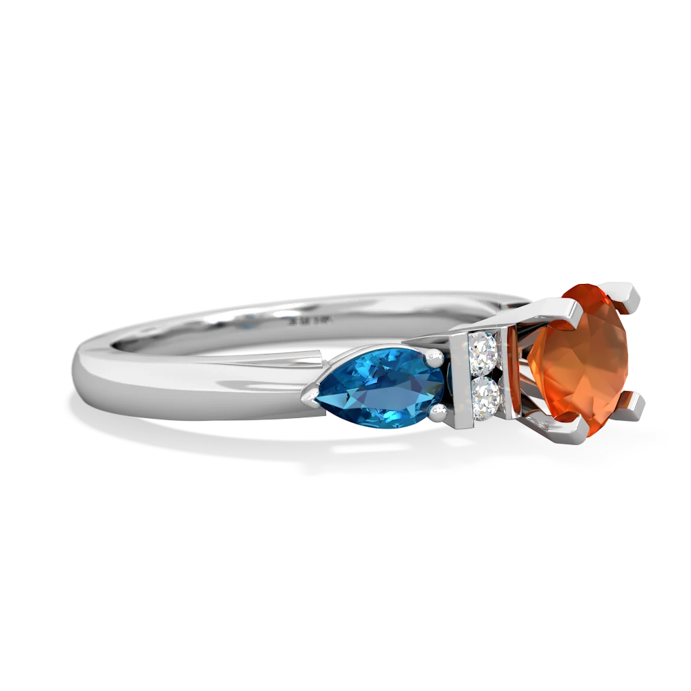 Fire Opal 6Mm Round Eternal Embrace Engagement 14K White Gold ring R2005