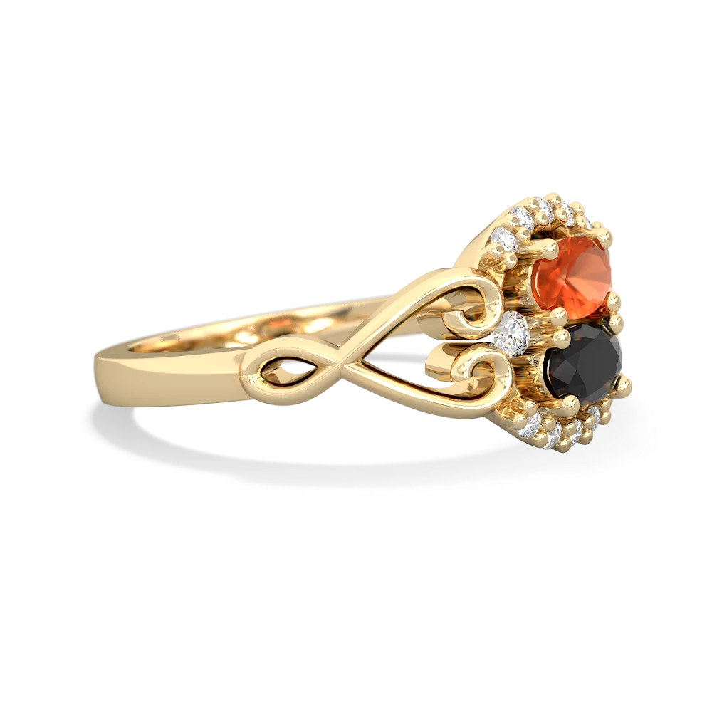 Fire Opal Love Nest 14K Yellow Gold ring R5860